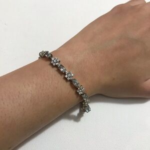 JJT CZ 925 Vintage Cute Tennis Bracelet Floral 7.5 inches